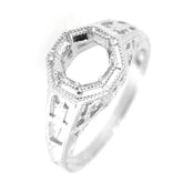 Art Deco Style Sterling Silver Semi Mount Ring Setting Round RD 7x7mm - Syzjewelry